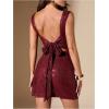imageSHENHE Womens Sequin Open Back Glitter Bodycon Slit Mini Dress Sexy Party Night DressBurgundy