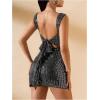 imageSHENHE Womens Sequin Open Back Glitter Bodycon Slit Mini Dress Sexy Party Night DressSilver