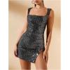 imageSHENHE Womens Sequin Open Back Glitter Bodycon Slit Mini Dress Sexy Party Night DressSilver