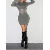 imageSHENHE Womens Sexy Open Back Sheer Mesh Long Sleeve Backless Bodycon Party Mini DressGrey