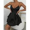 imageSHENHE Womens V Neck Spaghetti Strap Tiered Fit and Flare A Line Mini Cami DressBlack