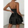 imageSHENHE Womens V Neck Spaghetti Strap Tiered Fit and Flare A Line Mini Cami DressBlack