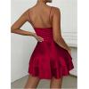 imageSHENHE Womens V Neck Spaghetti Strap Tiered Fit and Flare A Line Mini Cami DressBurgundy