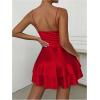 imageSHENHE Womens V Neck Spaghetti Strap Tiered Fit and Flare A Line Mini Cami DressRed