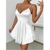 imageSHENHE Womens V Neck Spaghetti Strap Tiered Fit and Flare A Line Mini Cami DressWhite