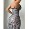 imageSHENHE Womens Zebra Print Split Thigh Mesh Babydoll Lingerie Dress Long Nightgown ChemiseMulticolor