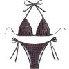 imageSHENHE Womens 2 Piece Halter Swimsuits Side Tie Bottom Geometric Triangle Bikini SetDark Purple Geometric