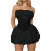 imageSHENHE Womens Bubble Tube Top Dress Off Shoulder Puffy A Line Y2K Corset DressBlack