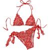 imageSHENHE Womens Halter Triangle Bikini Set Floral Print Side Tie Frilly 2 Piece SwimsuitRed