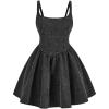 imageSHENHE Womens Vintage Denim Dress Spaghetti Strap Fit and Flare Mini Jean Bustier DressBlack