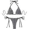 imageSHENHE Womens 2 Piece Swimsuit Floral Print Halter Tie Side Triangle Bikini SetBlack and White Striped B