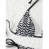 imageSHENHE Womens 2 Piece Swimsuit Floral Print Halter Tie Side Triangle Bikini SetBlack and White Striped B