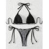 imageSHENHE Womens 2 Piece Swimsuit Floral Print Halter Tie Side Triangle Bikini SetBlack and White Striped B