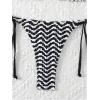 imageSHENHE Womens 2 Piece Swimsuit Floral Print Halter Tie Side Triangle Bikini SetBlack and White Striped B