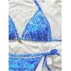 imageSHENHE Womens 2 Piece Swimsuit Floral Print Halter Tie Side Triangle Bikini SetBlue Floral