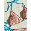 imageSHENHE Womens 2 Piece Swimsuit Floral Print Halter Tie Side Triangle Bikini SetBlue Pink Orange Stripped