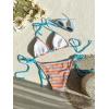 imageSHENHE Womens 2 Piece Swimsuit Floral Print Halter Tie Side Triangle Bikini SetBlue Pink Orange Stripped