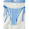 imageSHENHE Womens 2 Piece Swimsuit Floral Print Halter Tie Side Triangle Bikini SetBlue Striped C