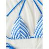 imageSHENHE Womens 2 Piece Swimsuit Floral Print Halter Tie Side Triangle Bikini SetBlue Striped C