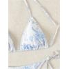 imageSHENHE Womens 2 Piece Swimsuit Floral Print Halter Tie Side Triangle Bikini SetBlue and White Floral C