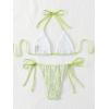 imageSHENHE Womens 2 Piece Swimsuit Floral Print Halter Tie Side Triangle Bikini SetGreen Floral a