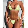 imageSHENHE Womens 2 Piece Swimsuit Floral Print Halter Tie Side Triangle Bikini SetGreen Floral a