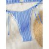 imageSHENHE Womens 2 Piece Swimsuit Floral Print Halter Tie Side Triangle Bikini SetLight Blue Stripe Textured