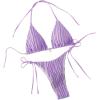 imageSHENHE Womens 2 Piece Swimsuit Floral Print Halter Tie Side Triangle Bikini SetLilac Purple Stripe Textured
