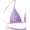 imageSHENHE Womens 2 Piece Swimsuit Floral Print Halter Tie Side Triangle Bikini SetLilac Purple Stripe Textured