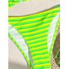 imageSHENHE Womens 2 Piece Swimsuit Floral Print Halter Tie Side Triangle Bikini SetLime Green Stripped