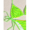 imageSHENHE Womens 2 Piece Swimsuit Floral Print Halter Tie Side Triangle Bikini SetLime Green Stripped