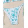 imageSHENHE Womens 2 Piece Swimsuit Floral Print Halter Tie Side Triangle Bikini SetMint Blue