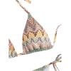 imageSHENHE Womens 2 Piece Swimsuit Floral Print Halter Tie Side Triangle Bikini SetMulticolor Chevron