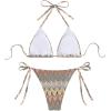 imageSHENHE Womens 2 Piece Swimsuit Floral Print Halter Tie Side Triangle Bikini SetMulticolor Chevron