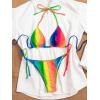 imageSHENHE Womens 2 Piece Swimsuit Floral Print Halter Tie Side Triangle Bikini SetMulticolor Colorblock