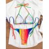 imageSHENHE Womens 2 Piece Swimsuit Floral Print Halter Tie Side Triangle Bikini SetMulticolor Colorblock