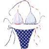imageSHENHE Womens 2 Piece Swimsuit Floral Print Halter Tie Side Triangle Bikini SetMulticolor Flag