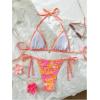 imageSHENHE Womens 2 Piece Swimsuit Floral Print Halter Tie Side Triangle Bikini SetOrange Floral