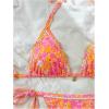 imageSHENHE Womens 2 Piece Swimsuit Floral Print Halter Tie Side Triangle Bikini SetOrange Floral