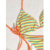 imageSHENHE Womens 2 Piece Swimsuit Floral Print Halter Tie Side Triangle Bikini SetOrange Stripped