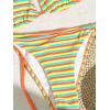 imageSHENHE Womens 2 Piece Swimsuit Floral Print Halter Tie Side Triangle Bikini SetOrange Stripped