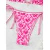 imageSHENHE Womens 2 Piece Swimsuit Floral Print Halter Tie Side Triangle Bikini SetPink Floral