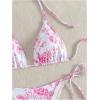 imageSHENHE Womens 2 Piece Swimsuit Floral Print Halter Tie Side Triangle Bikini SetPink Floral C