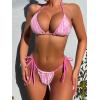 imageSHENHE Womens 2 Piece Swimsuit Floral Print Halter Tie Side Triangle Bikini SetPink Floral a