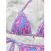 imageSHENHE Womens 2 Piece Swimsuit Floral Print Halter Tie Side Triangle Bikini SetPurple Floral