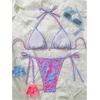 imageSHENHE Womens 2 Piece Swimsuit Floral Print Halter Tie Side Triangle Bikini SetPurple Floral