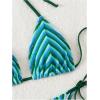 imageSHENHE Womens 2 Piece Swimsuit Floral Print Halter Tie Side Triangle Bikini SetStriped Dark Green