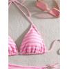 imageSHENHE Womens 2 Piece Swimsuit Floral Print Halter Tie Side Triangle Bikini SetStriped Pink