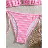 imageSHENHE Womens 2 Piece Swimsuit Floral Print Halter Tie Side Triangle Bikini SetStriped Pink
