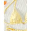 imageSHENHE Womens 2 Piece Swimsuit Floral Print Halter Tie Side Triangle Bikini SetYellow Stripe Textured